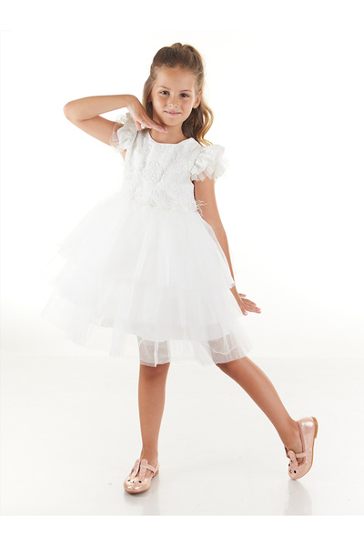 Daisy Otriş Detailed Tutu Fluffy Girl's Evening Dress