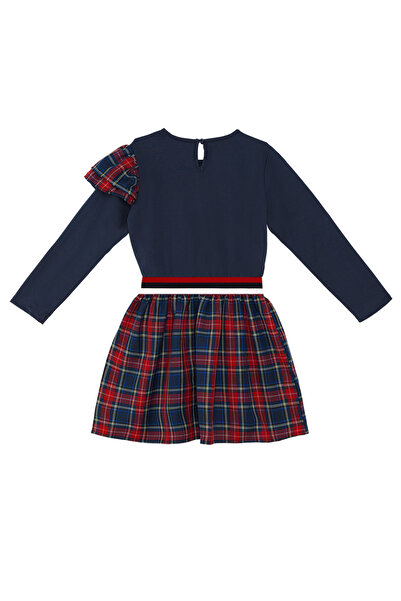 Denokids Szárnyas macska lány sötétkék kockás ruha