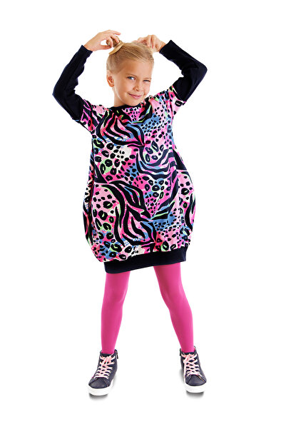 MSHB&G Leopard Patterned Pink Navy Blue Girl's Dress