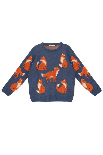 MSHB&G Navy Blue Fox Boy Long Sleeve Knitwear Sweater
