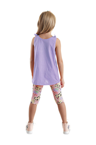 Denokids Sleeveless Summer Tunic and Leggings Set for Girl - Floral Pattern with Cat