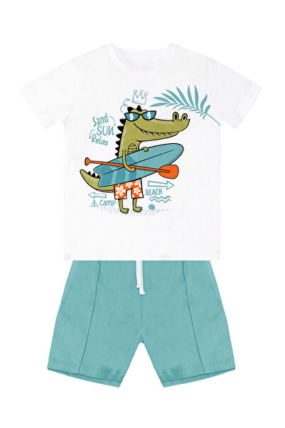 Denokids Boy's Gabardine T-shirt and Shorts Set - Crocodile Summer