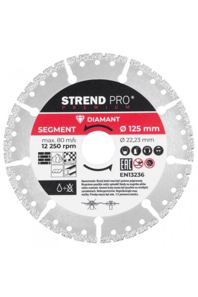 Strend Pro Disc diamantat segmentat, universal, vacuum brazed, taiere umeda si uscata, 125 mm, Premi