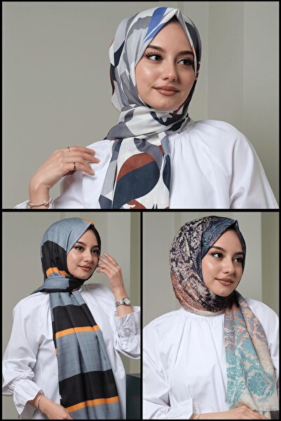 AFVENTE Abstract,Striped,Wavy Pattern Cotton Shawl Buy 3 Get 2