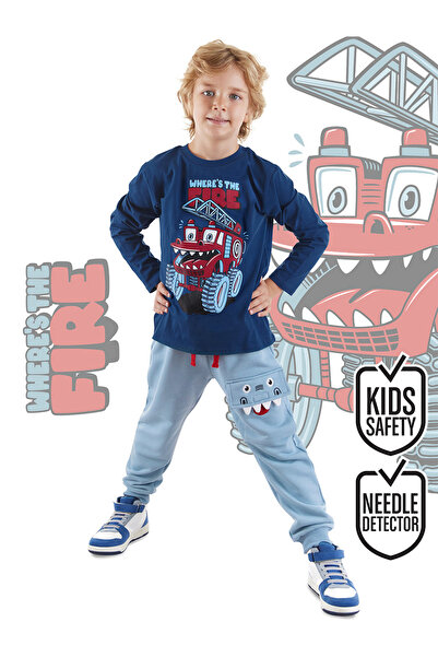 Denokids Monster Fire Department Men's Kids T-Shirt Sweatpants Set