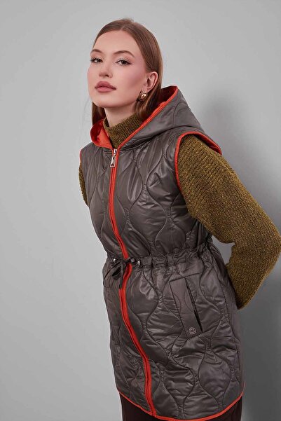 Levidor Hooded Khaki Puffer Vest