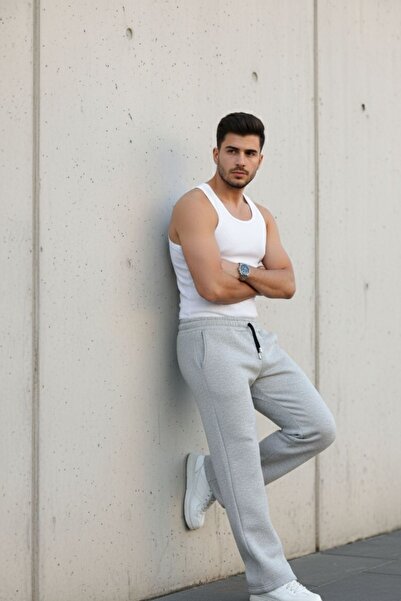 comstar Men's Wide Leg Elastic Waist Gray Sweatpants