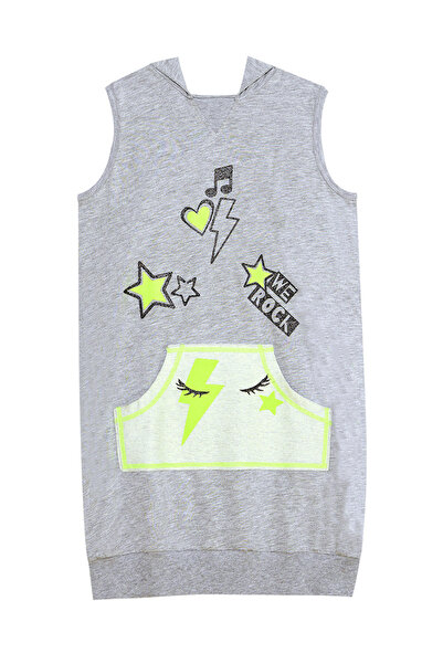 MSHB&G We Rock Gray Melange - Sleeveless, Hooded and Pocket Girl's Dress