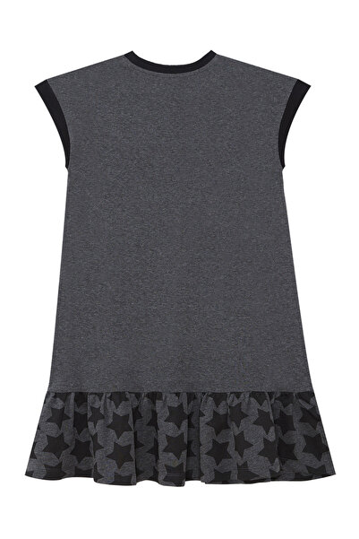 MSHB&G Unicorn Patterned Starry Gray Girl's Summer Dress - Ruffled