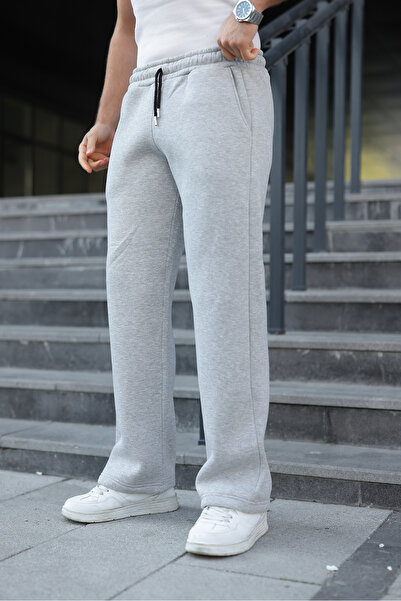 comstar Men's Wide Leg Elastic Waist Gray Sweatpants