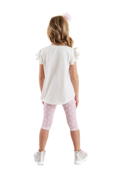 Denokids Girl's Polka Dot Summer T-shirt and Tights Set - Ballerina Animals Frilly