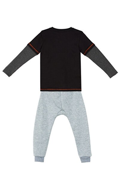 Denokids Rhino Boy Black T-shirt Sweatpants Set