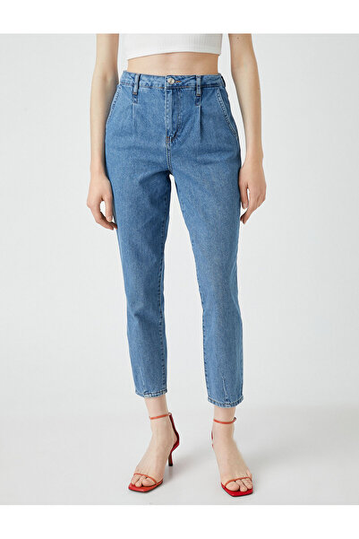 Koton Pantaloni Mom Jean Denim cu talie înaltă buzunare