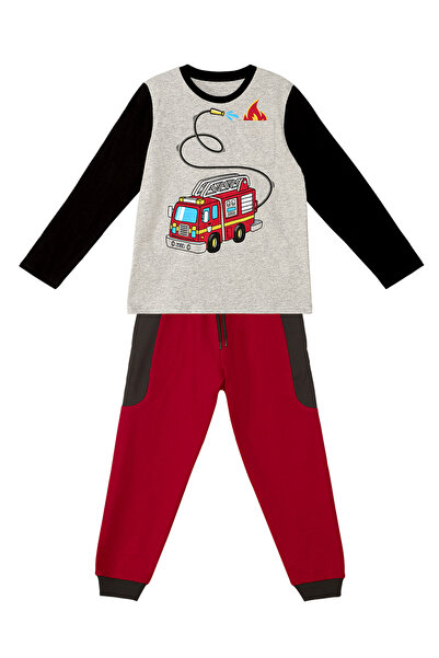 Denokids Long Sleeve T-shirt and Trousers Set for Boys - Fire Department
