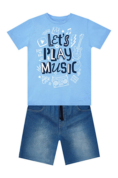 MSHB&G Boy's Navy Blue Summer T-shirt and Denim Shorts Set