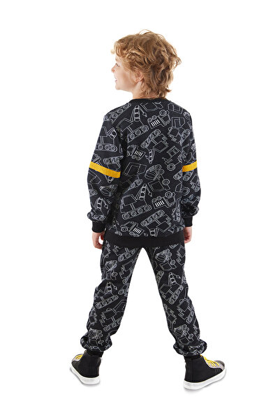 Denokids Boy's Black Tracksuit Set - Cars