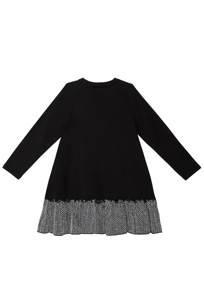 Denokids Girl's Black Silver Leopard Ruffle Dress