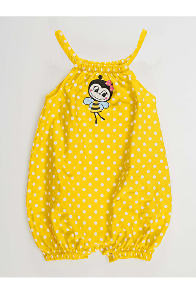 Denokids Bee Baby Girl Poplin Yellow Jumpsuit