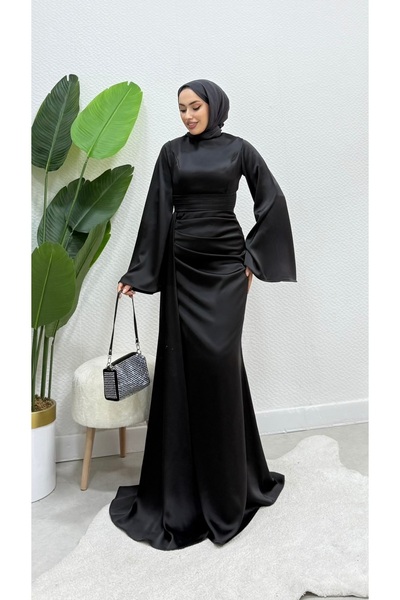 modasusev Ισπανικό βραδινό φόρεμα με σατέν μανίκι