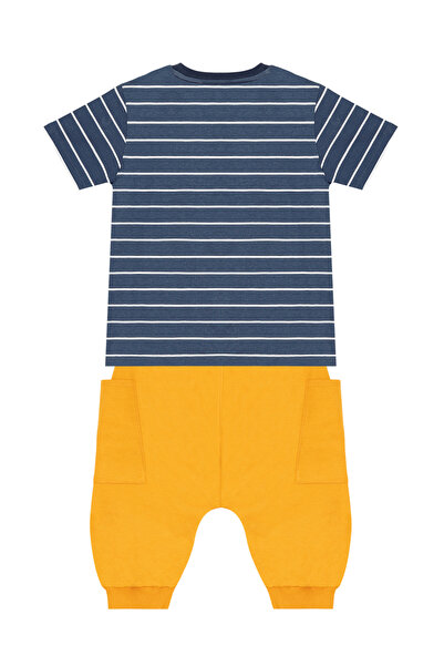 Denokids Boy's Summer Suit - Striped Sailor Dino T-shirt and Capri Shorts