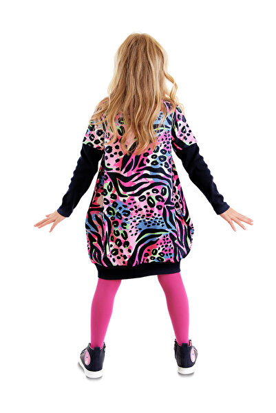 MSHB&G Leopard Patterned Pink Navy Blue Girl's Dress