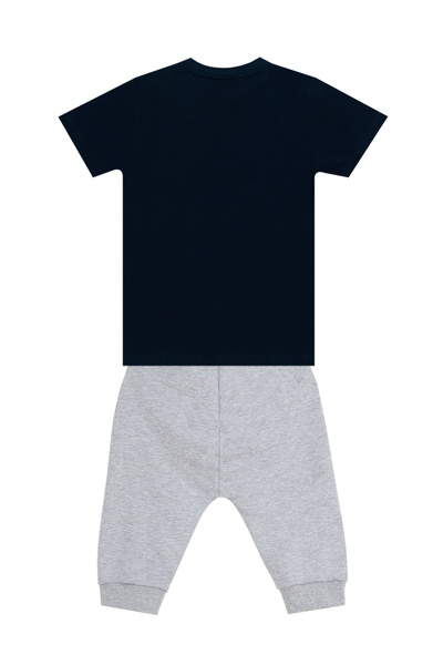 MSHB&G Boy's Navy Blue Catch Wave Shark Summer Set - T-shirt and Capri Shorts