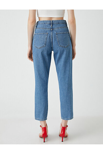 Koton Pantaloni Mom Jean Denim cu talie înaltă buzunare