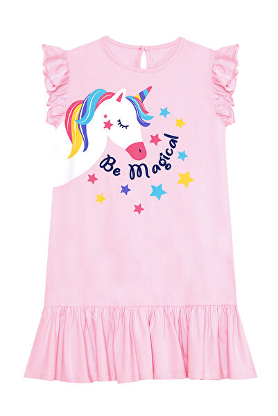 Denokids Unicorn Magic - Girl's Pink Ruffle Summer Dress