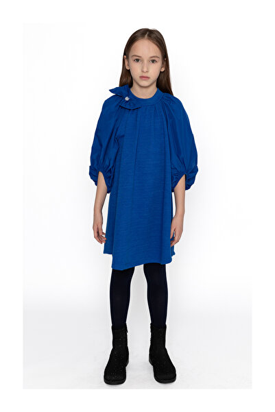 SheShe Rochie din tricotaje cu mâneci cu balon din tafta