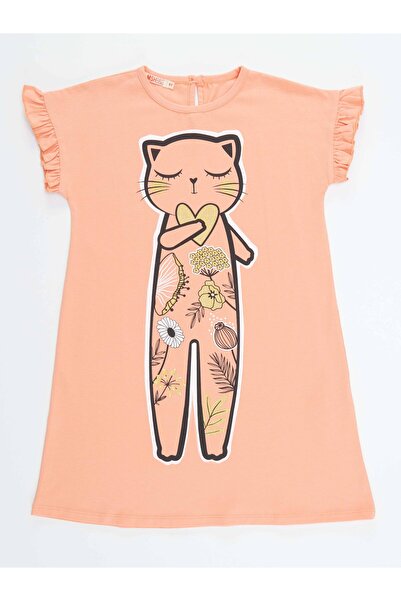 MSHB&G Salmon Colored Flower Patterned Cotton Summer Dress for Girl