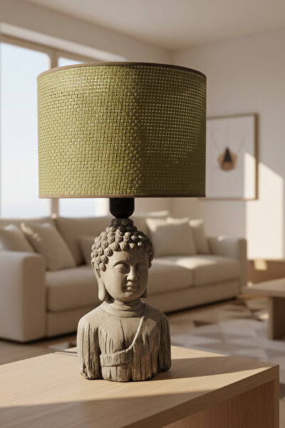 Otti Otte Buda Haki Yeşil Hasır Başlıklı Modern Masa Lambası Abajur