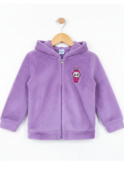 Tosyalı Burak Bebe Embroidered Zippered Baby Girl Plush Welsoft Winter Cardigan