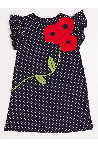 MSHB&G Flowers Girl's Polka Dot Navy Blue Summer Ruffle Dress