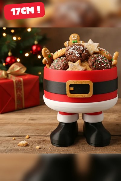 Genç 3D Santa Bowl | Yılbaşı Temalı Dekoratif Kase | Noel Masa Üstü Süsü