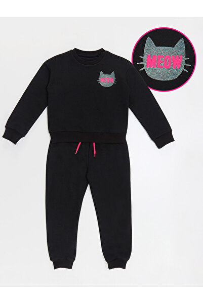 MSHB&G Black Cat Girls Tracksuit Bottom Top Set