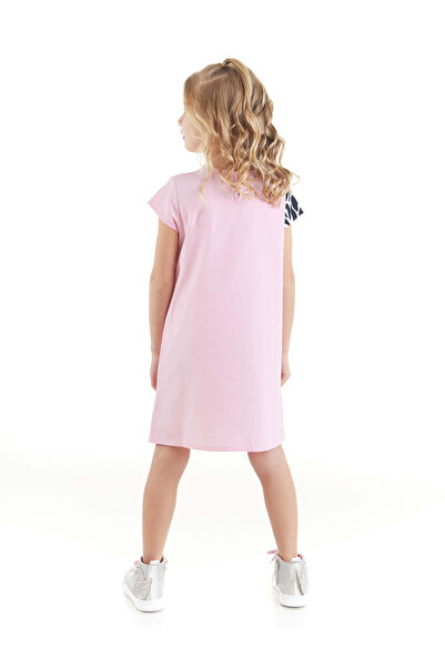 Denokids Pink Zebra Patterned Girl's Summer Dress - Frilly