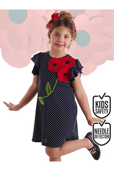 MSHB&G Flowers Girl's Polka Dot Navy Blue Summer Ruffle Dress