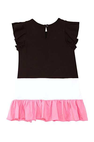 Denokids White Cat Ruffle Black Summer Dress for Girl