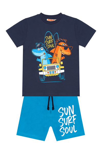 Denokids Boy's Shark Surf Summer T-shirt and Shorts Set