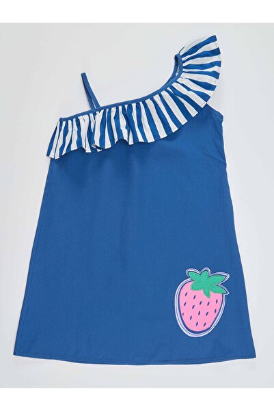 MSHB&G Girl's Navy Blue Summer Dress - Strawberry Pattern and Ruffles