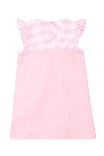 MSHB&G Růžové kostkované dívčí letní šaty Unicorn - okřídlené a nařasené