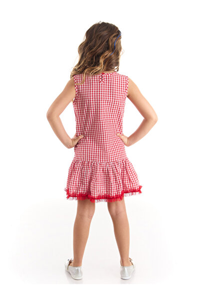 MSHB&G Girl's Red Summer Dress with Gingham Cat
