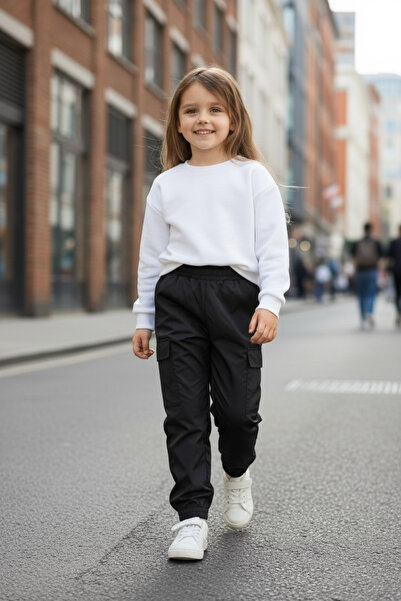 Colorstories Satin Textured Black Cargo Pocket Pants