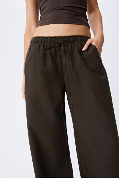 Stradivarius Linen blend drawstring trousers