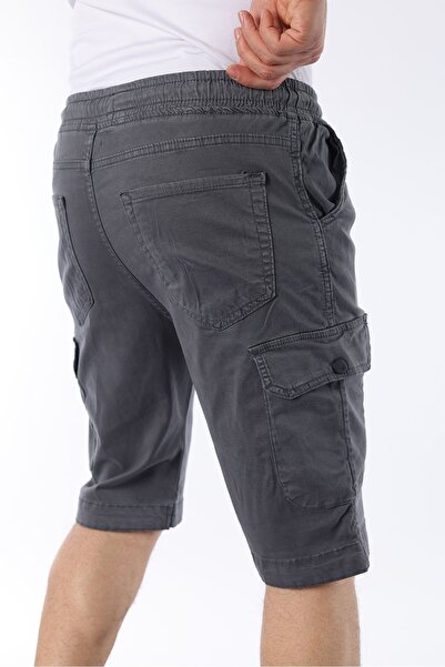 comstar Men's Elastic Stitched Cargo Pocket Smoked Capri Shorts