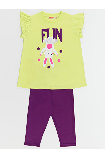 Denokids Rabbit Cheerleader Girl Kids T-shirt Tights Set