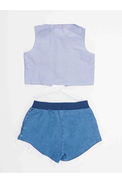 Denokids Raccoon Girl Shirt Denim Shorts Set