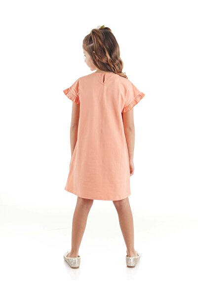 MSHB&G Salmon Colored Flower Patterned Cotton Summer Dress for Girl