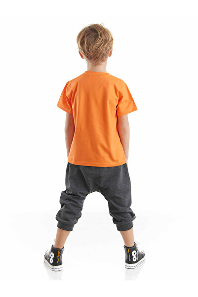 Denokids Orange Fox Boy's T-shirt Capri Shorts Set