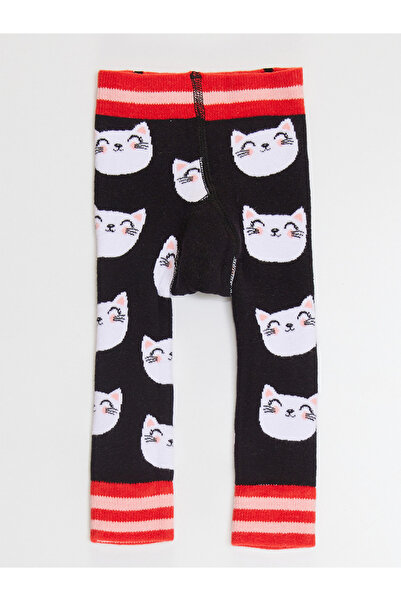 Denokids Μαύρο πλεκτό κολάν-παντελόνι για κοριτσάκια γάτας